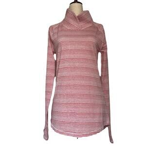 Under Armour Funnel Neck Womens Top Size XS Athleisure Stripe Pullover Cold Gear